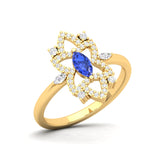 Maurya Solitaire Tanzanite Jasmine Promise Ring with Accent Diamonds