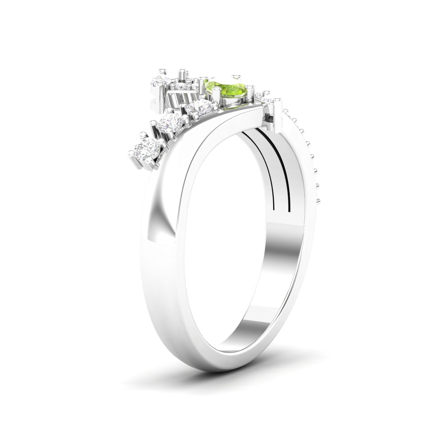 Maurya Oval Peridot with Marquise and Round Diamond Eleganssi Promise Ring