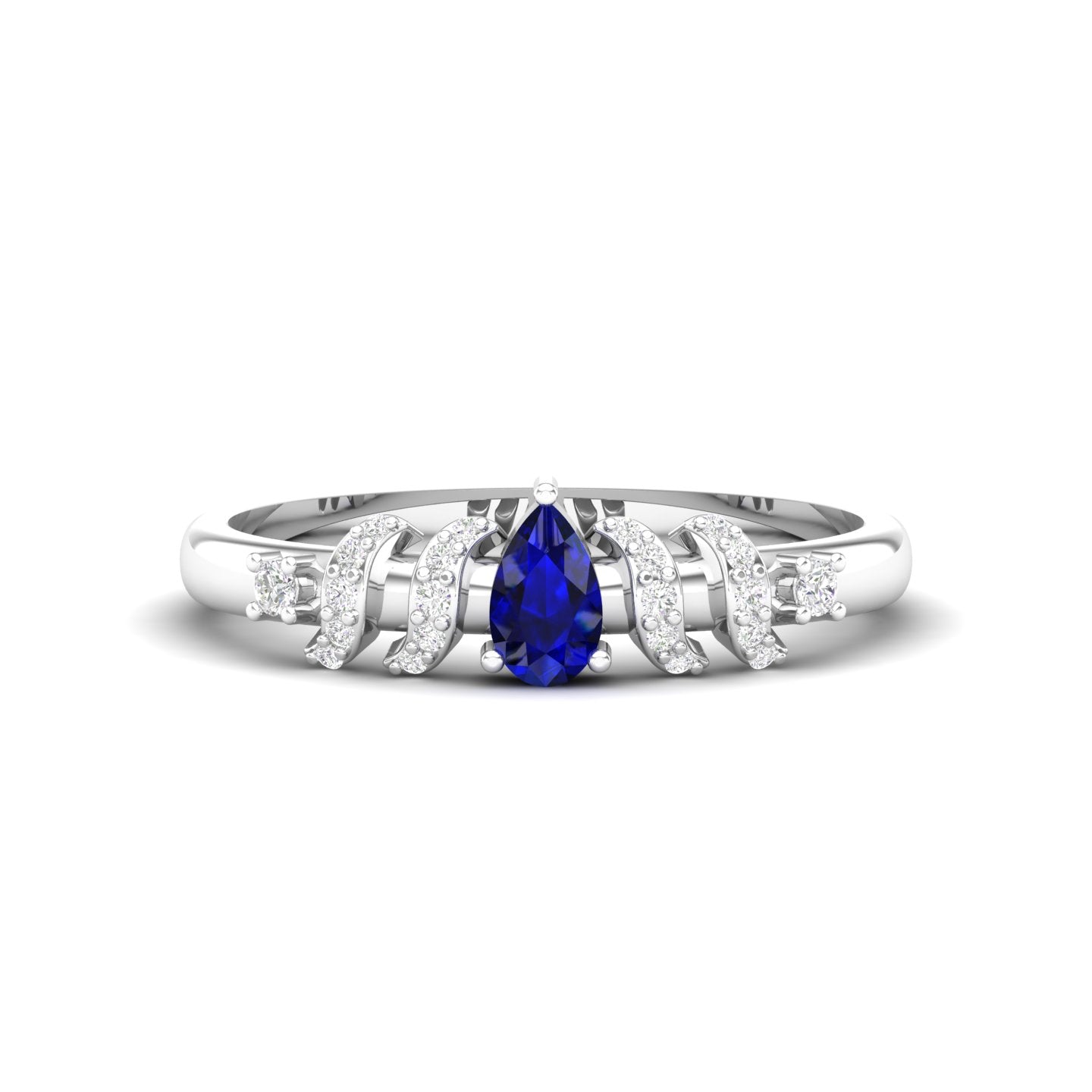 Maurya Solitaire Pear Sapphire Promise Tac Ring with Accent Diamonds