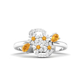 Maurya Bulbine Citrine Promise Ring with Accent Diamonds