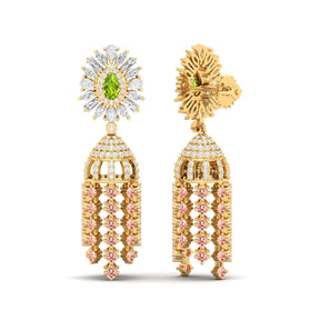 Maurya Dossal Chandelier Earrings with Peridot and Diamonds