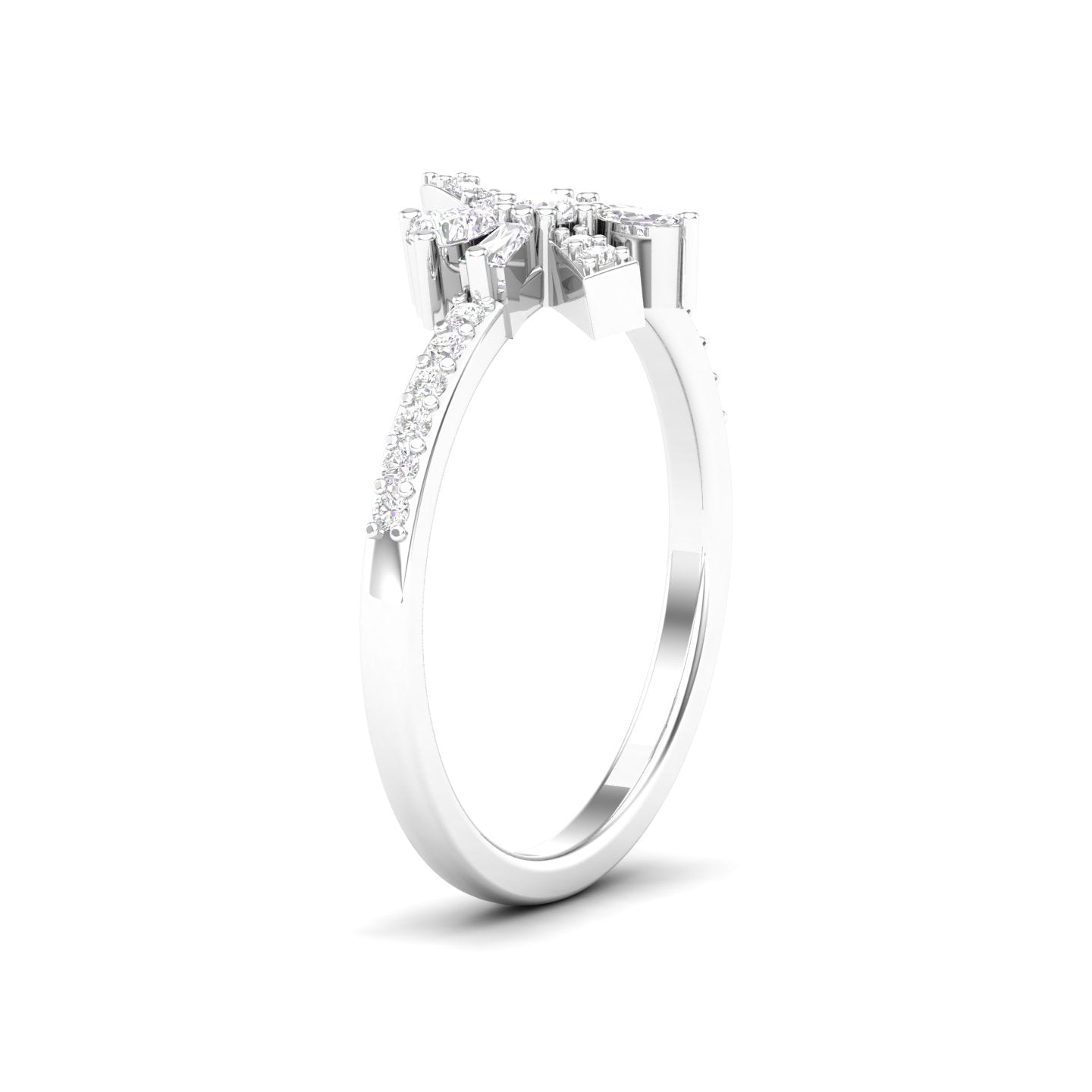 Maurya Ribbon Inspired Bond Ring with Multi Diamonds