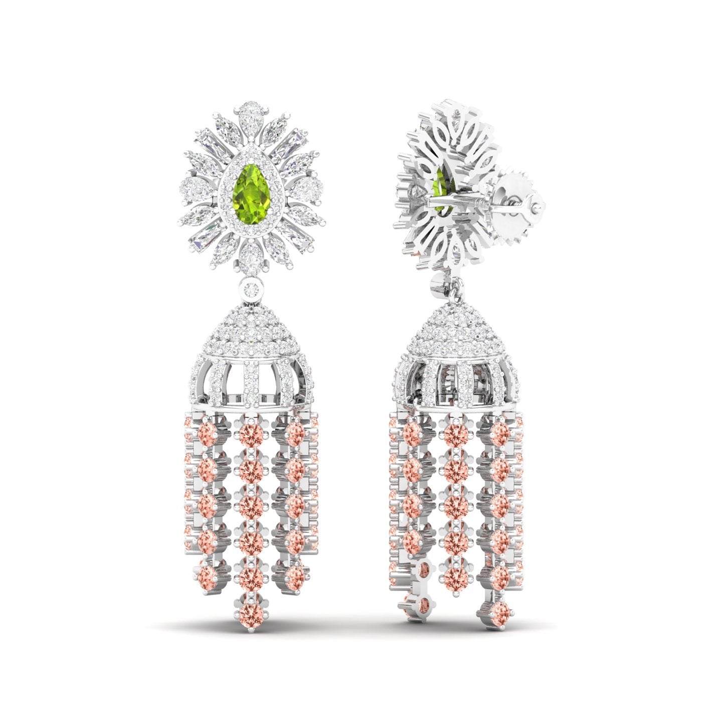 Maurya Dossal Chandelier Earrings with Peridot and Diamonds