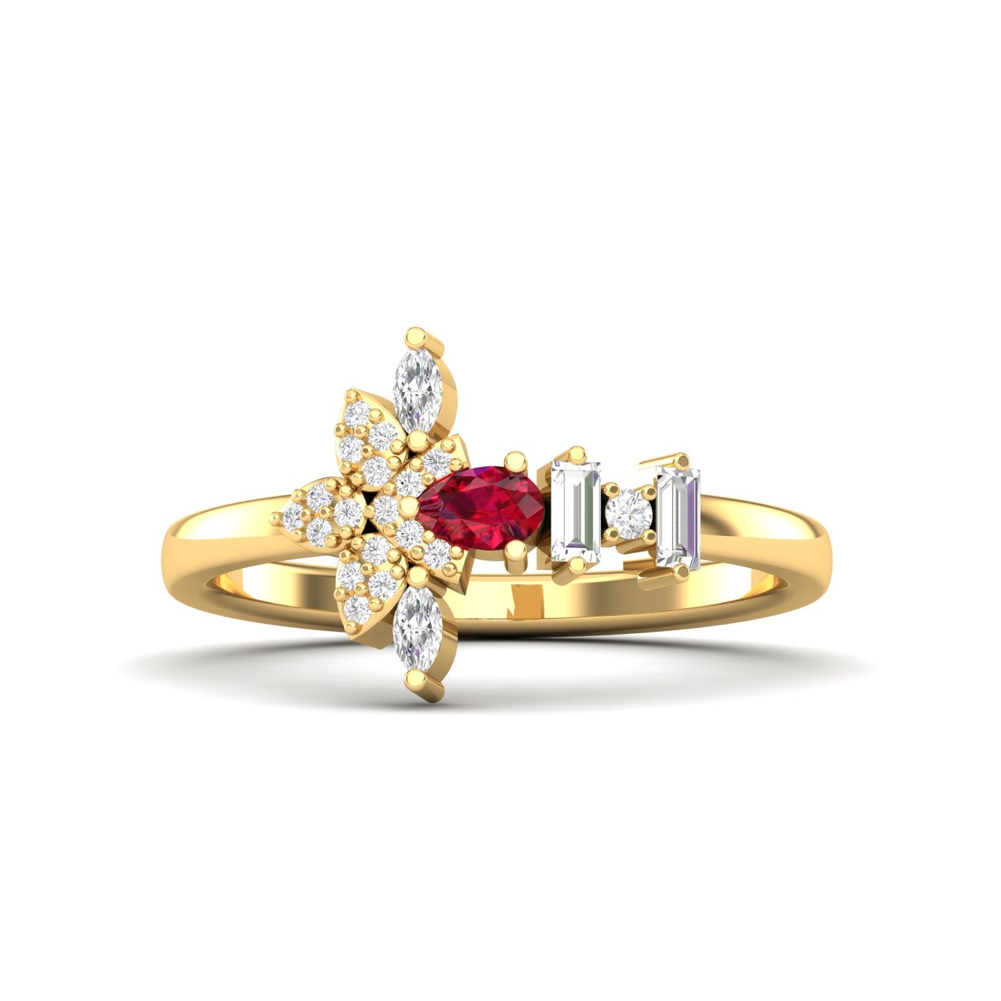 Maurya Pave-Set Marquise and Baguette Diamond Bolt Promise Ring