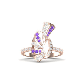 Maurya Amethysts with Pave-Set Diamonds Ascent Ring