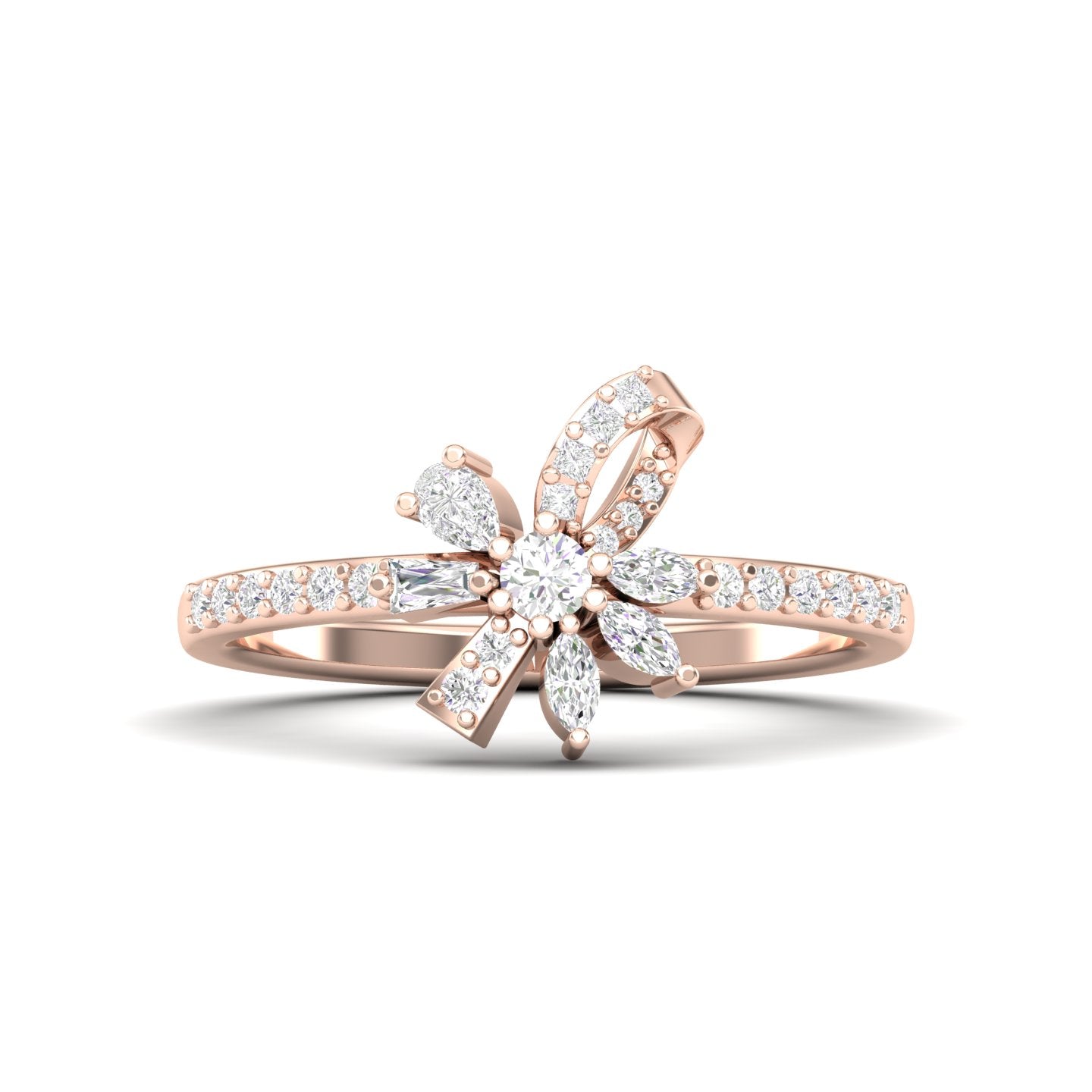 Maurya Ribbon Inspired Bond Ring with Multi Diamonds