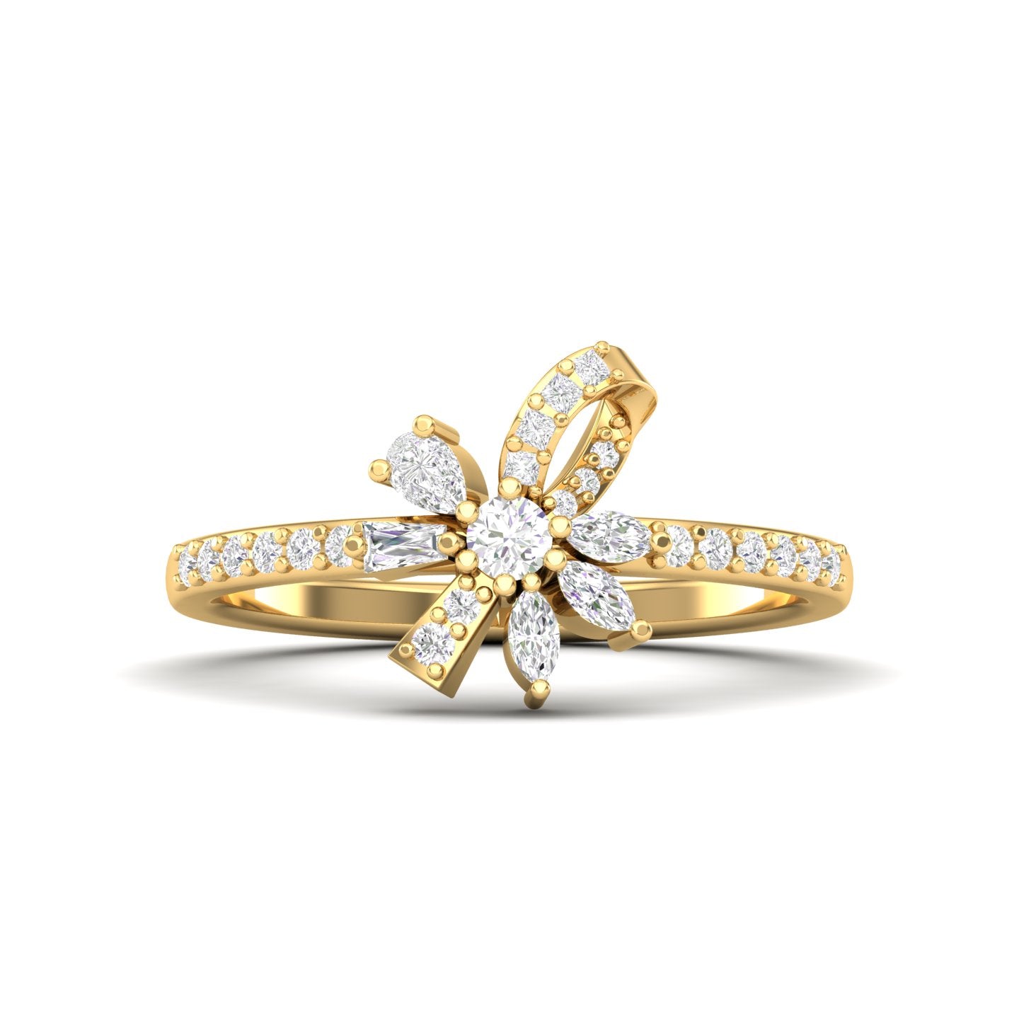 Maurya Ribbon Inspired Bond Ring with Multi Diamonds