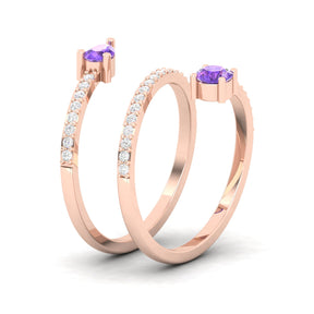 Maurya Twisted Pave-Set Diamond and Amethyst Repente Cocktail Ring