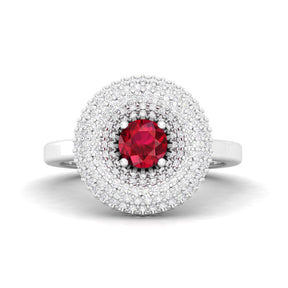 Maurya Ruby Winter Apple Promise Ring with Micro Pave Set Diamonds