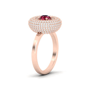 Maurya Ruby Winter Apple Promise Ring with Micro Pave Set Diamonds