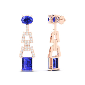 Maurya Tanzanite Art Effect Fashion Earrings with Diamonds