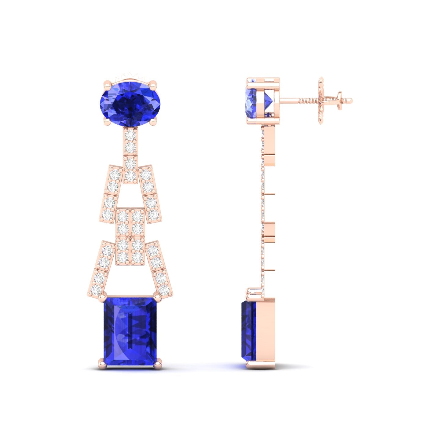 Maurya Tanzanite Art Effect Fashion Earrings with Diamonds