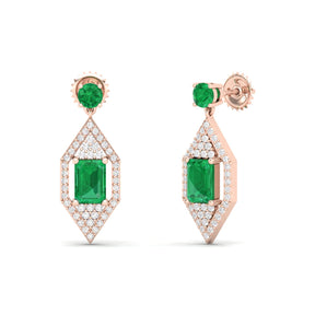 Maurya Emeralds Hermosa Dangle Earrings with Diamonds