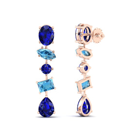Maurya Crystals Drop Earrings with Sapphire and Topaz