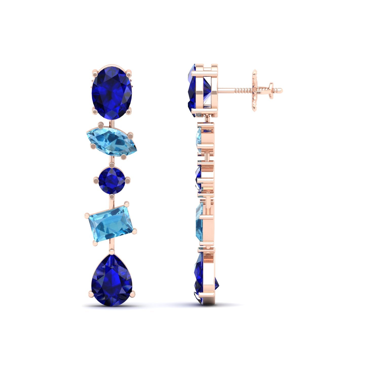 Maurya Crystals Drop Earrings with Sapphire and Topaz