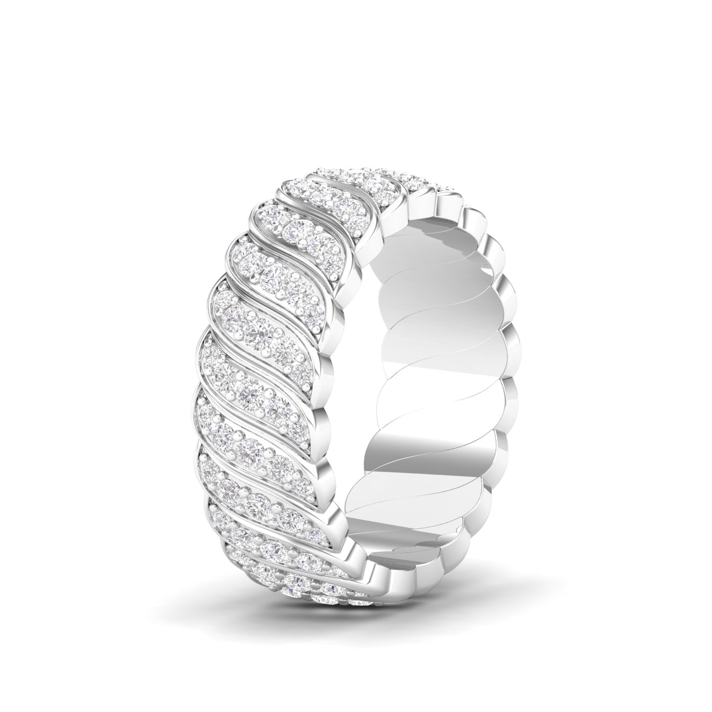 Maurya Perpetual Flow Stackable Band with Pave-Set Diamonds