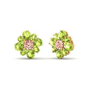 Maurya Color Strokes Peridot Stud Earrings with Morganite