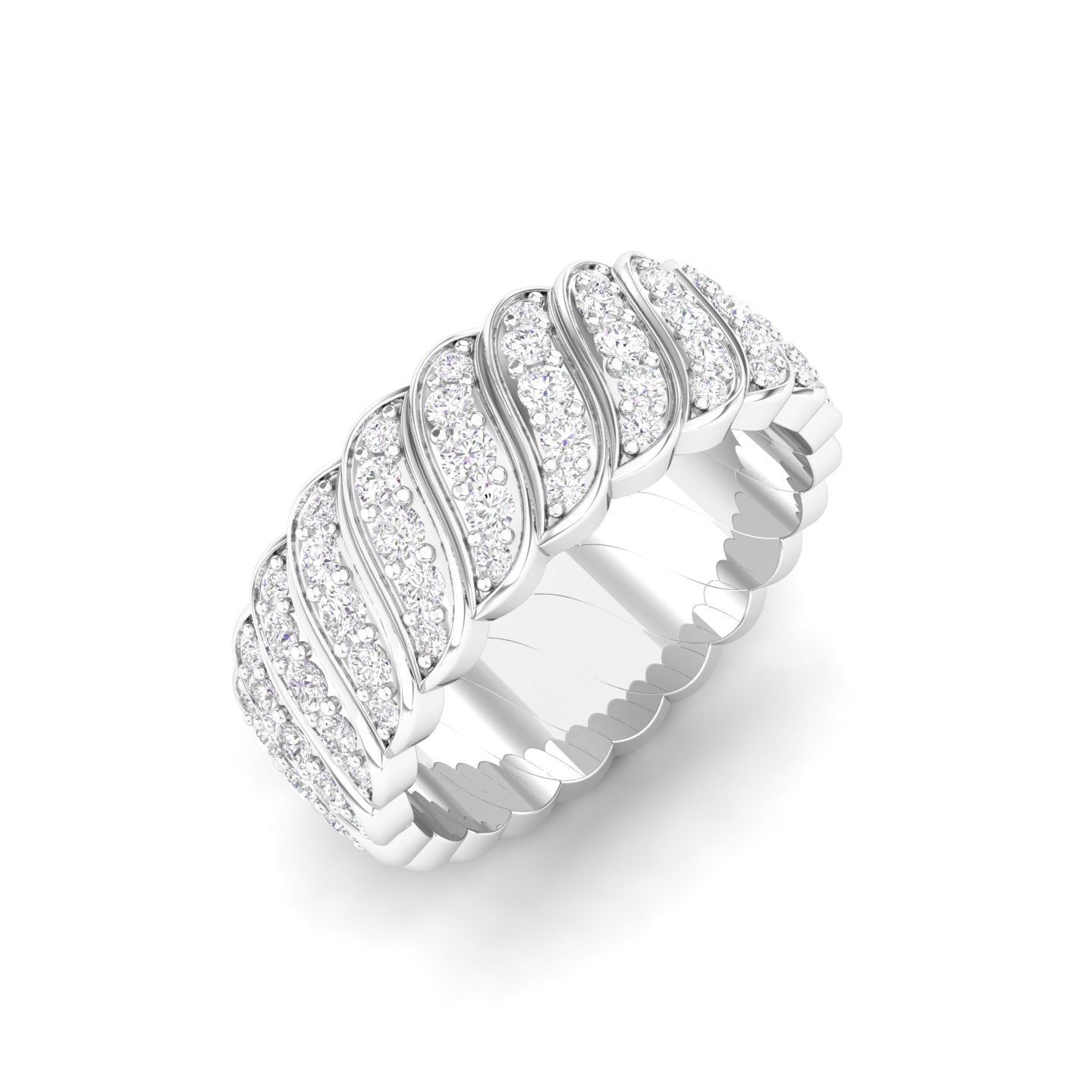 Maurya Perpetual Flow Stackable Band with Pave-Set Diamonds