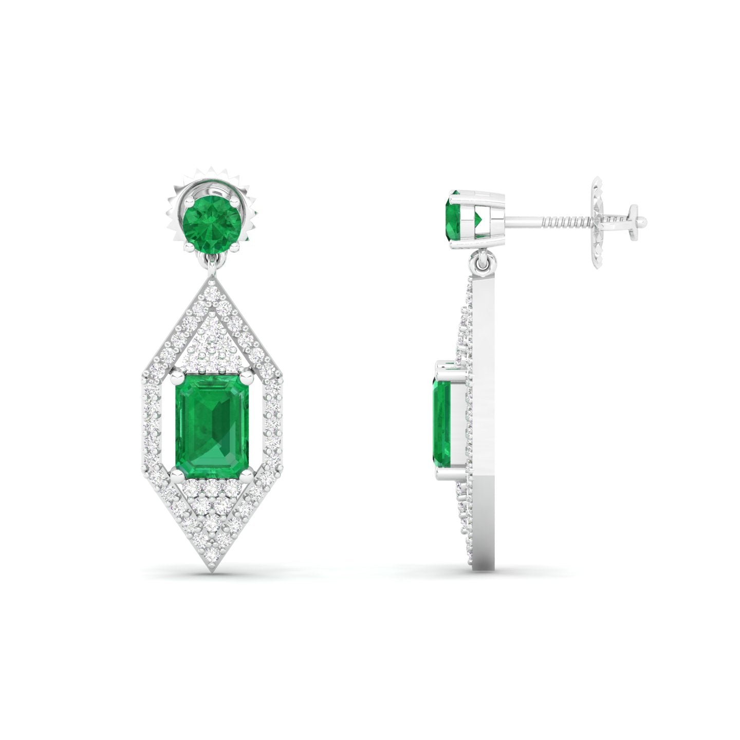 Maurya Emeralds Hermosa Dangle Earrings with Diamonds