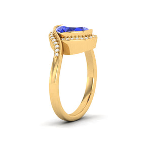 Maurya Tanzanite Harmony Engagement Ring with Diamond Halo