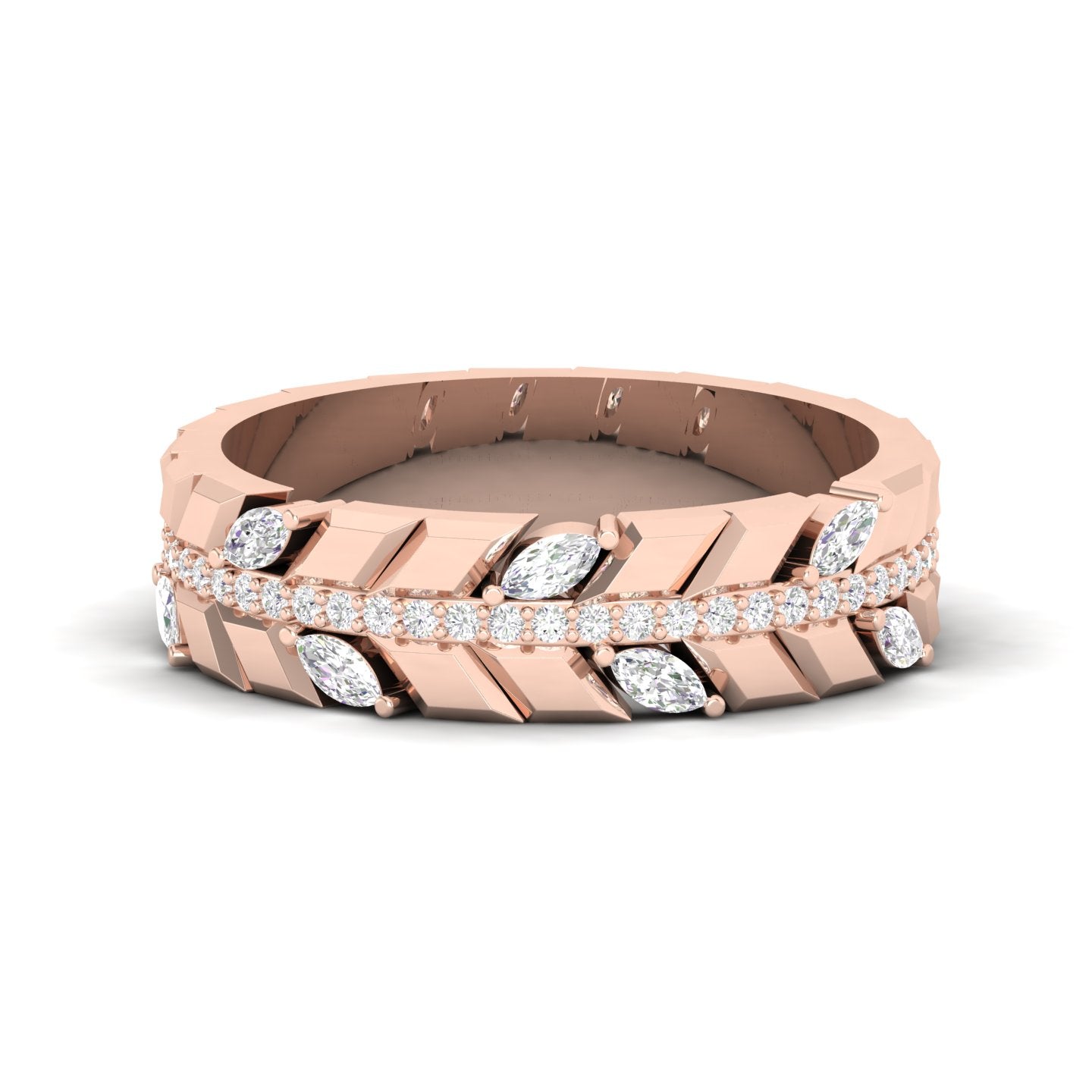 Maurya Millennial Marquise Diamond Half Eternity Stackable Band