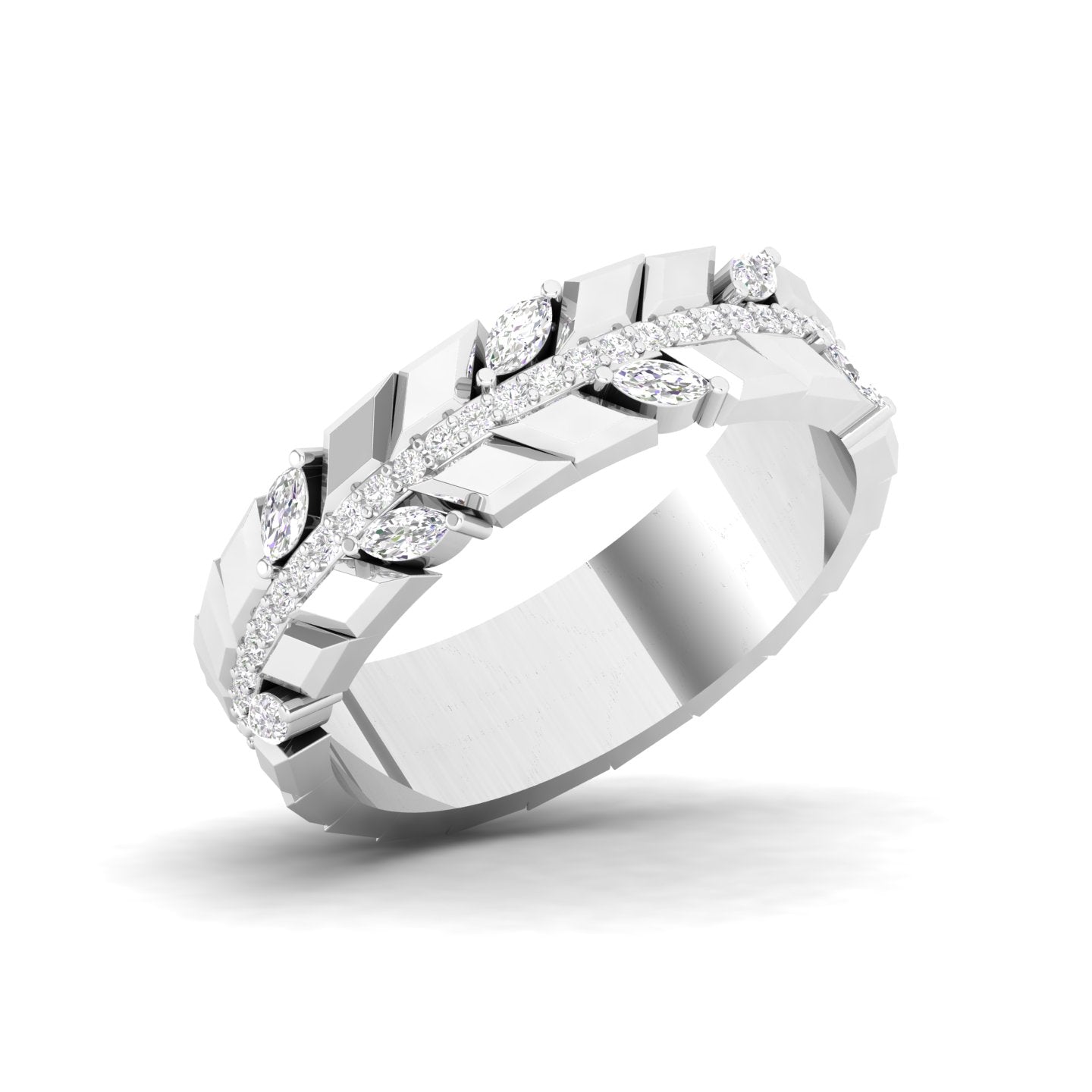 Maurya Millennial Marquise Diamond Half Eternity Stackable Band