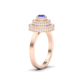 Maurya Sierra Blue Sapphire Cocktail Ring with Pave-Set Diamonds