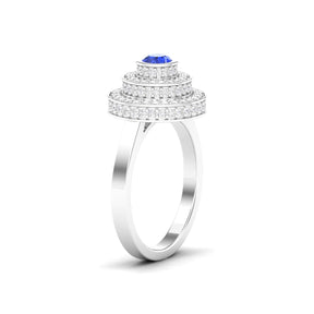 Maurya Sierra Blue Sapphire Cocktail Ring with Pave-Set Diamonds