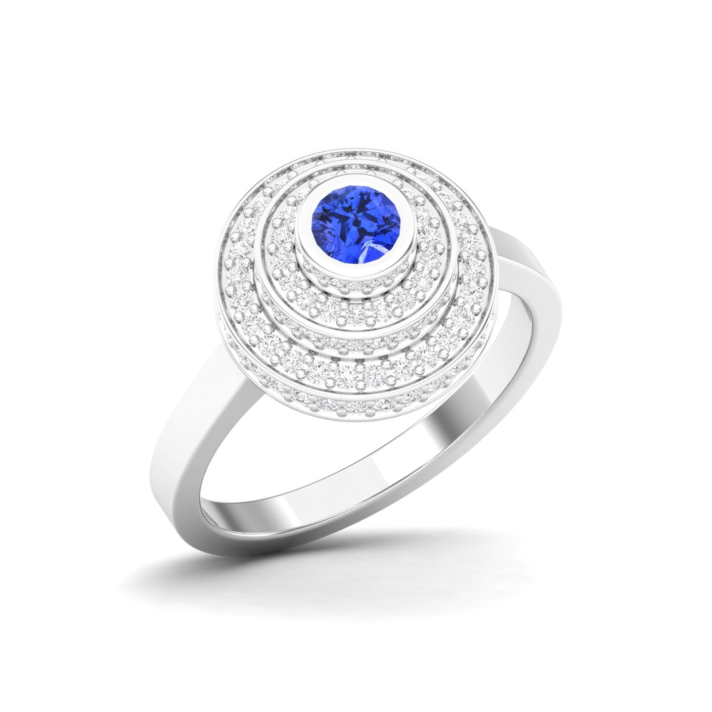 Maurya Sierra Blue Sapphire Cocktail Ring with Pave-Set Diamonds