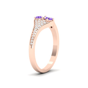 Maurya Two Stone Amethyst Svelte Ring with Accent Diamonds