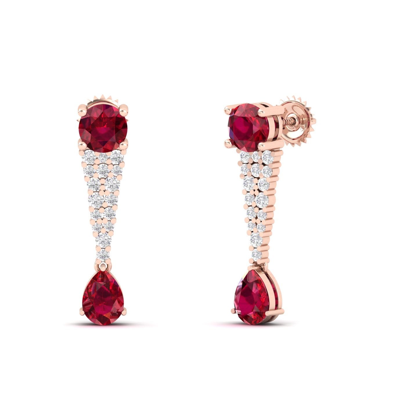 Maurya Royal Ruby Drop Earrings with Diamonds