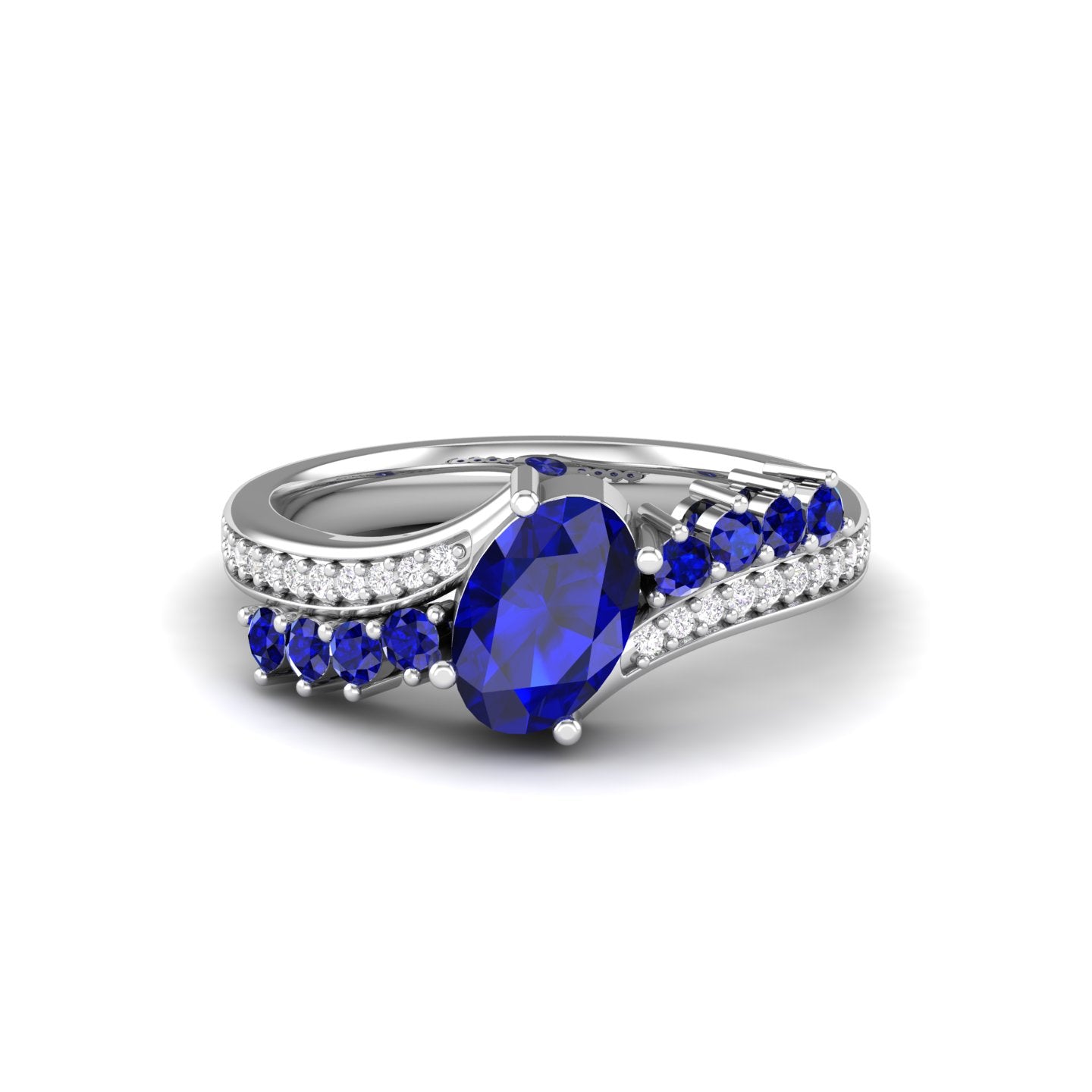 Maurya Solitaire Oval Blue Sapphire Color Splash Engagement Ring