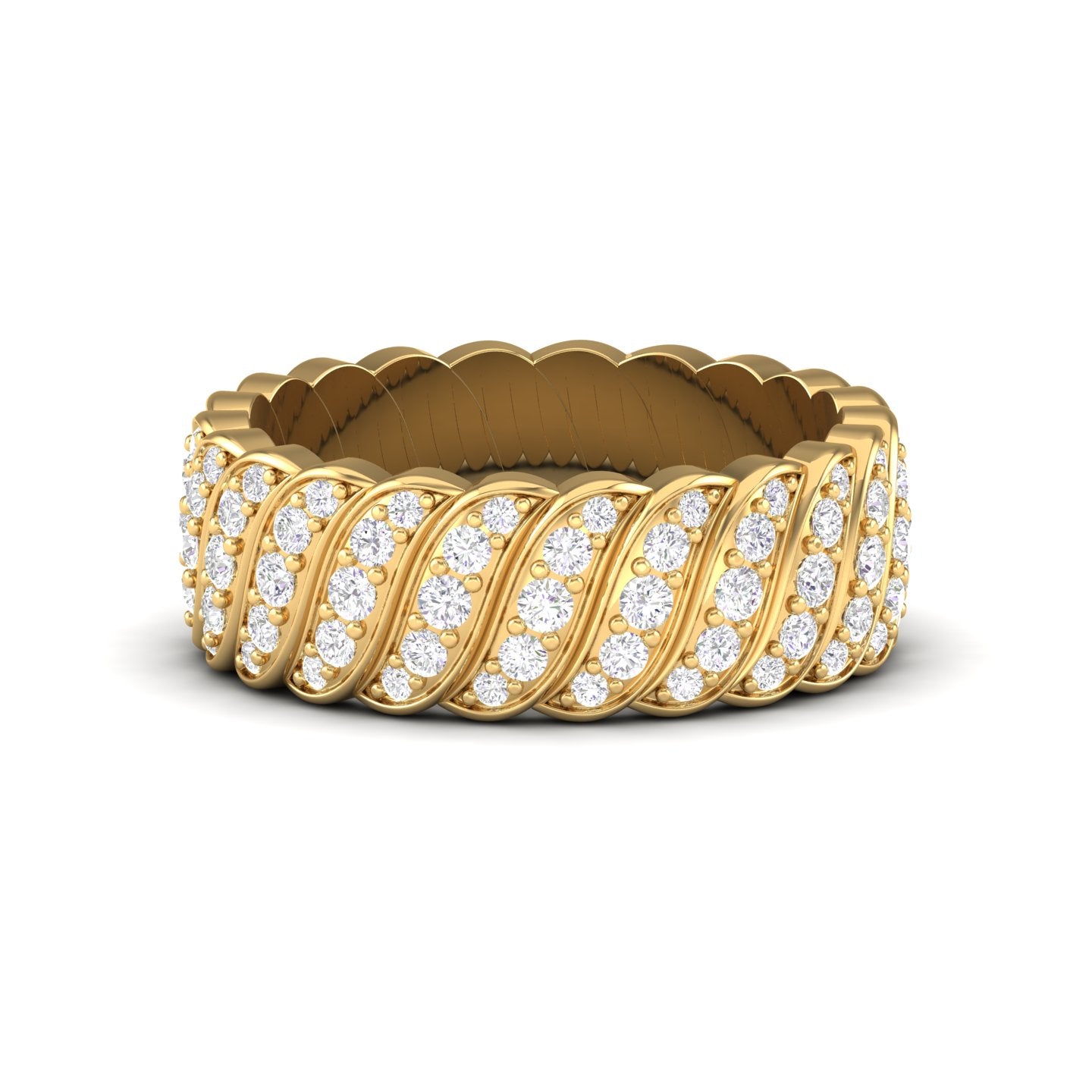 Maurya Perpetual Flow Stackable Band with Pave-Set Diamonds