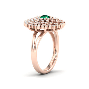 Maurya Prong Set Diamond and Emerald Inner Circle Cocktail Ring