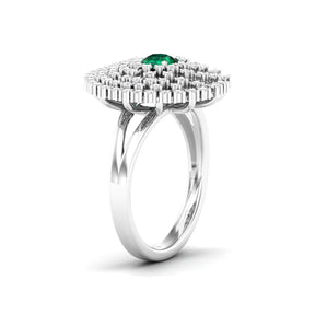 Maurya Prong Set Diamond and Emerald Inner Circle Cocktail Ring