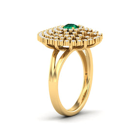 Maurya Prong Set Diamond and Emerald Inner Circle Cocktail Ring