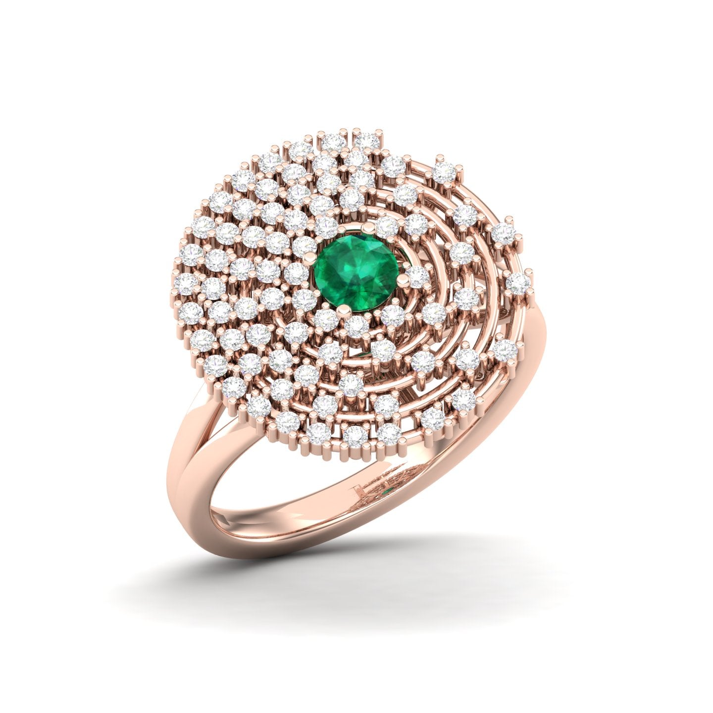 Maurya Prong Set Diamond and Emerald Inner Circle Cocktail Ring