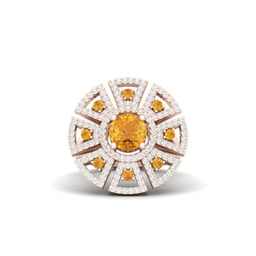 Maurya King’s Court Citrine Cocktail Ring with Diamonds