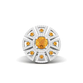 Maurya King’s Court Citrine Cocktail Ring with Diamonds