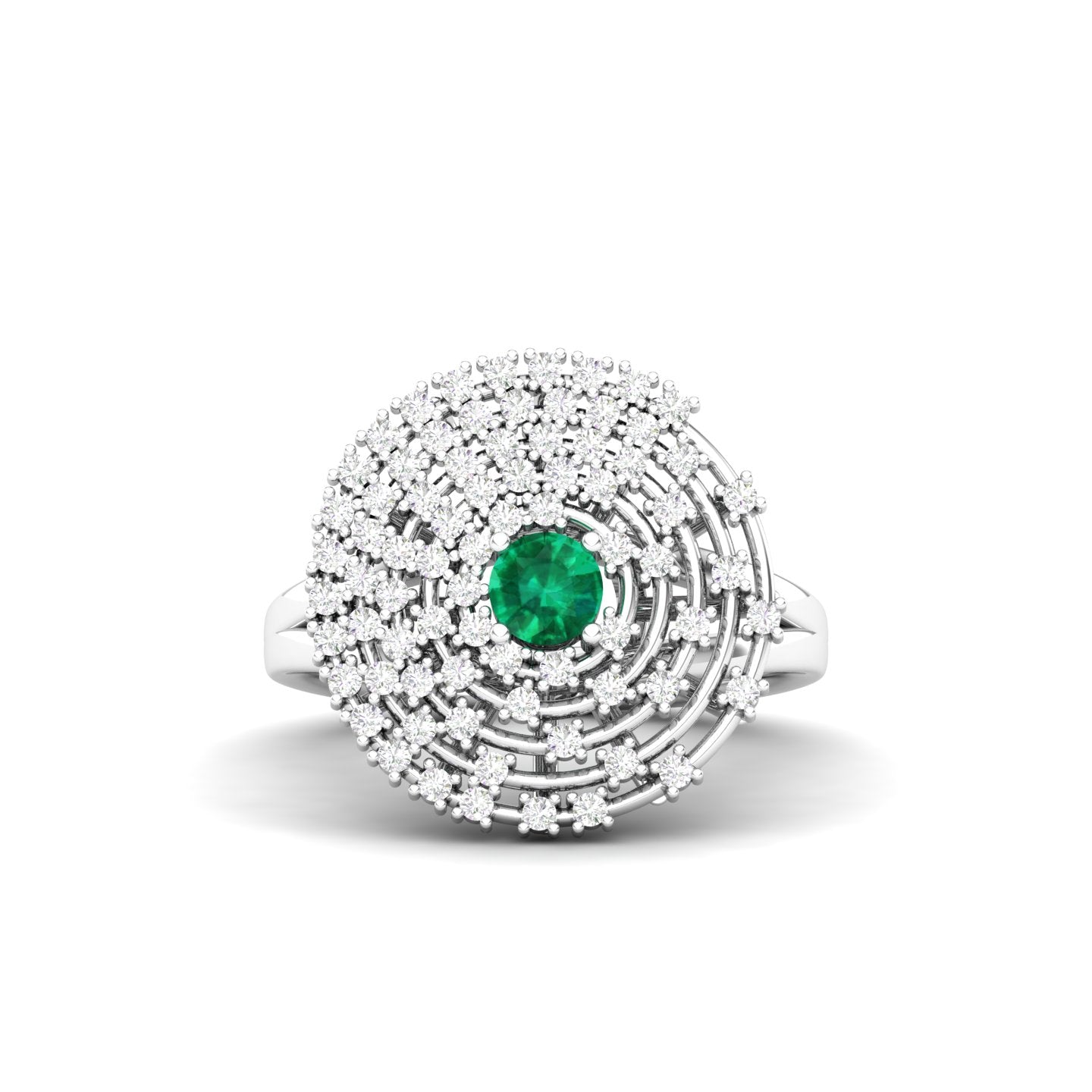 Maurya Prong Set Diamond and Emerald Inner Circle Cocktail Ring